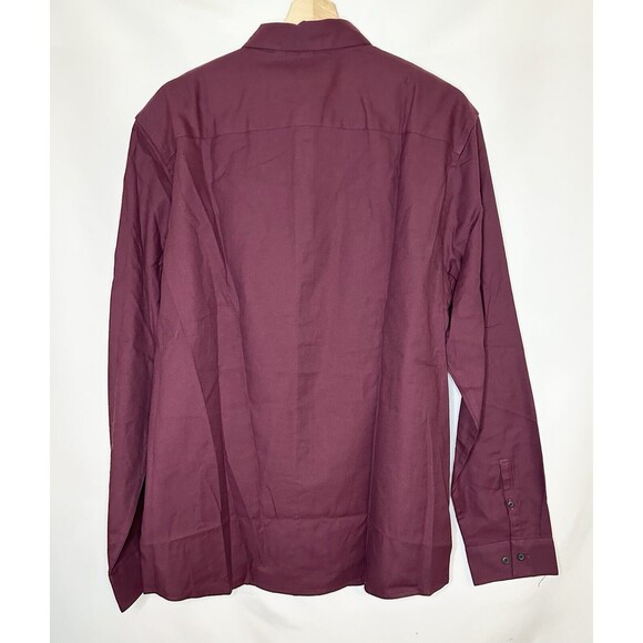 Artefact Cotton Blend Maroon‎ Button Up Long Sleeve Shirt Men's LARGE Slim NWOT - Picture 2 of 9